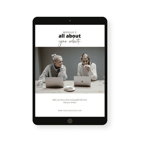 Tablet displaying website design module cover.