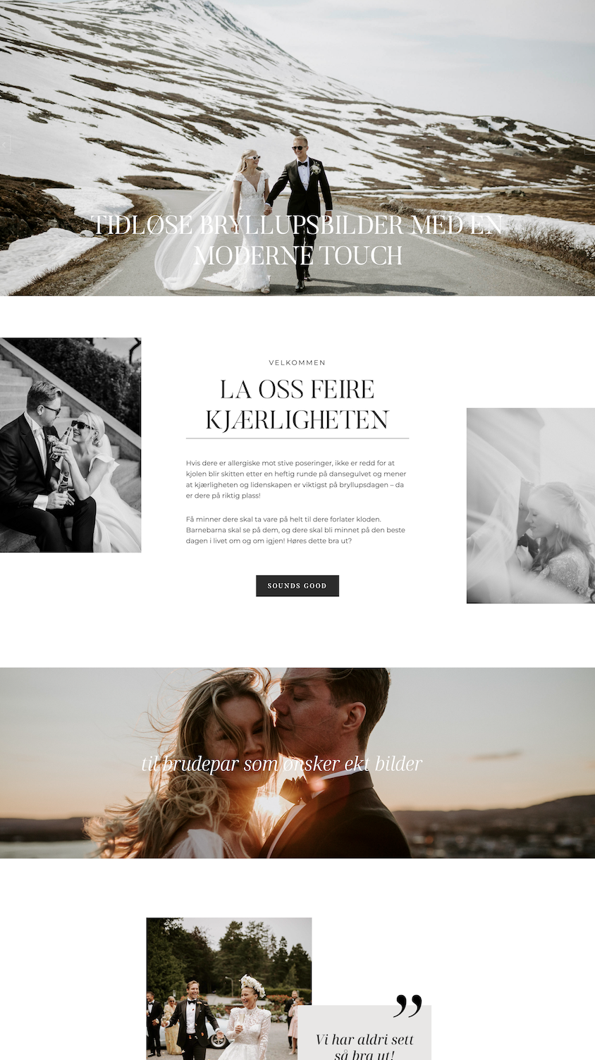 Bride and groom on mountain road. Wedding photoshoot.