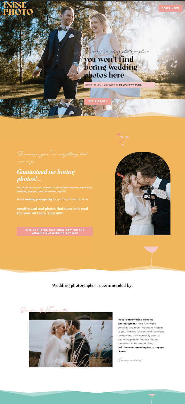 Creative and fun wedding photography services
