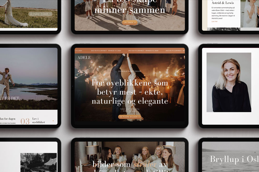 Collage of website designs on tablets
