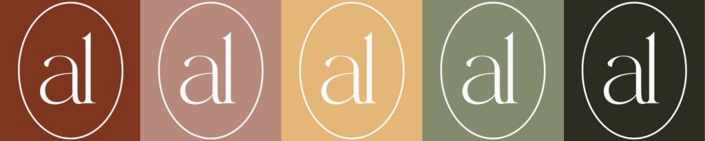 Stylized 'al' in an oval, color variations.