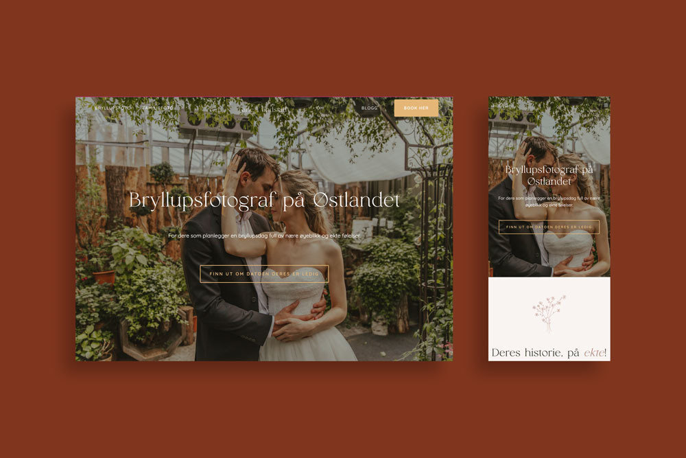 Wedding photographer website design on display.