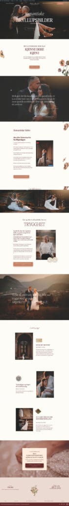 Romantic wedding photography website homepage