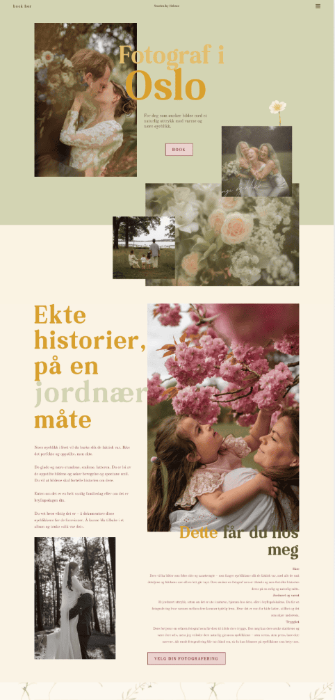 Romantic Oslo photographer website with couple portraits